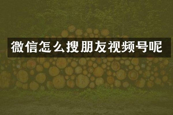 微信怎么搜朋友视频号呢