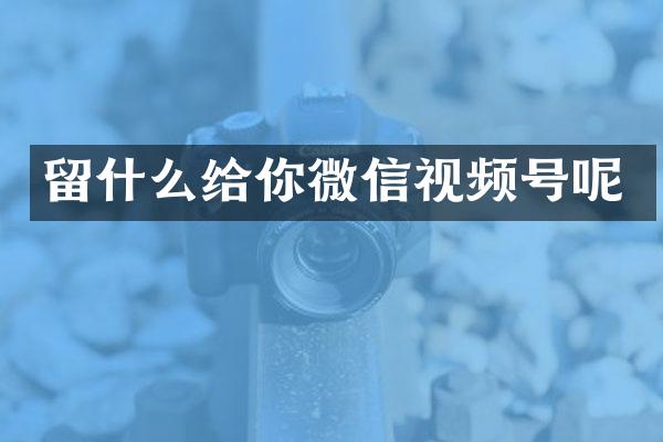 留什么给你微信视频号呢