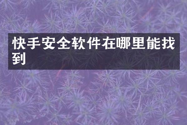 快手安全软件在哪里能找到