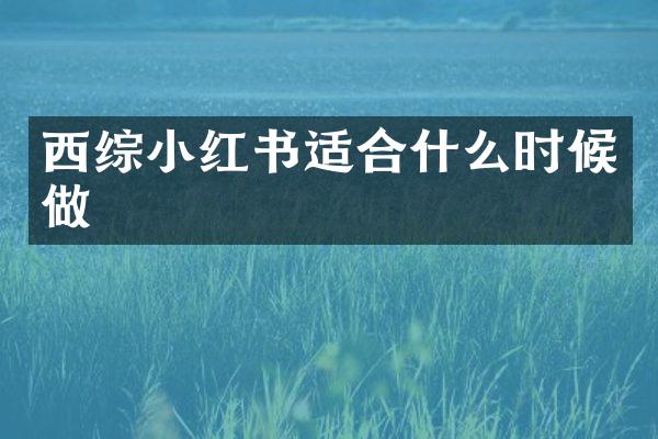 西综小红书适合什么时候做