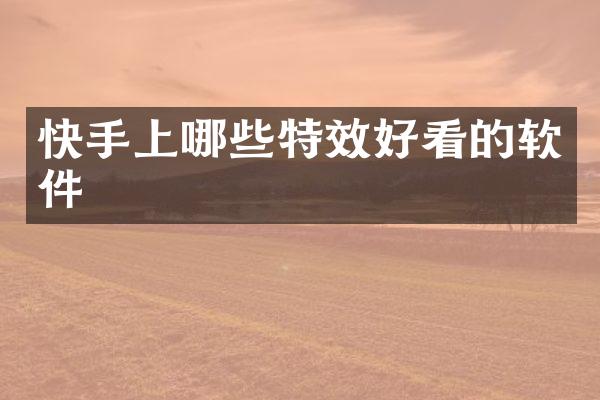 快手上哪些特效好看的软件