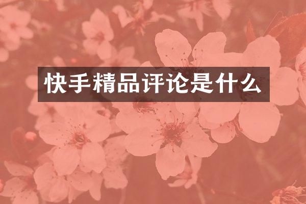 快手精品评论是什么