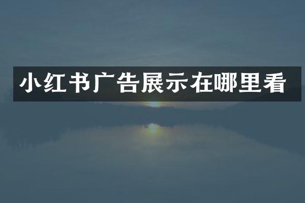 小红书广告展示在哪里看