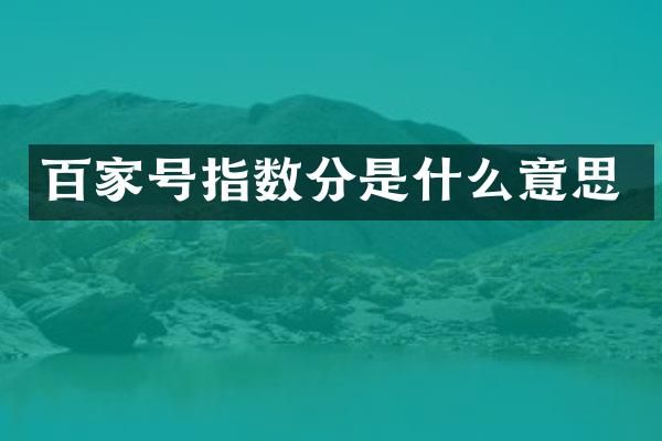 百家号指数分是什么意思