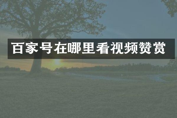 百家号在哪里看视频赞赏