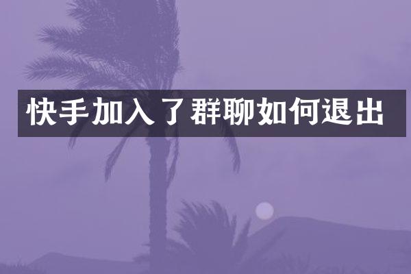 快手加入了群聊如何退出
