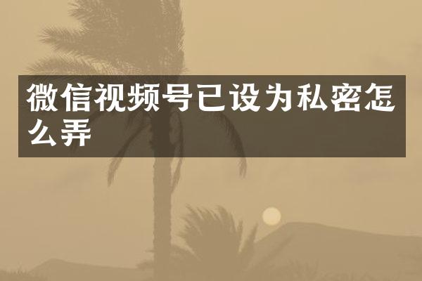 微信视频号已设为私密怎么弄