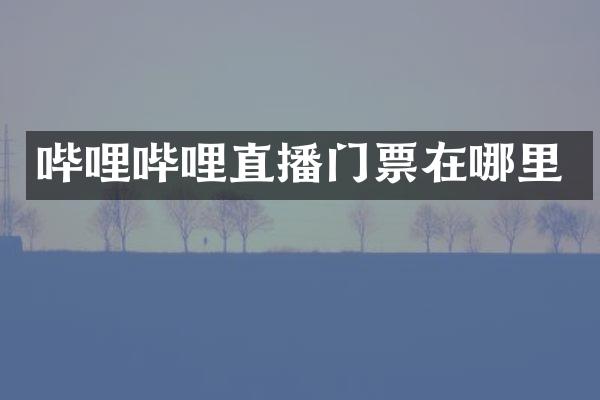 哔哩哔哩直播门票在哪里