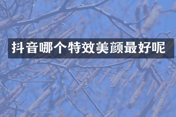抖音哪个特效美颜最好呢