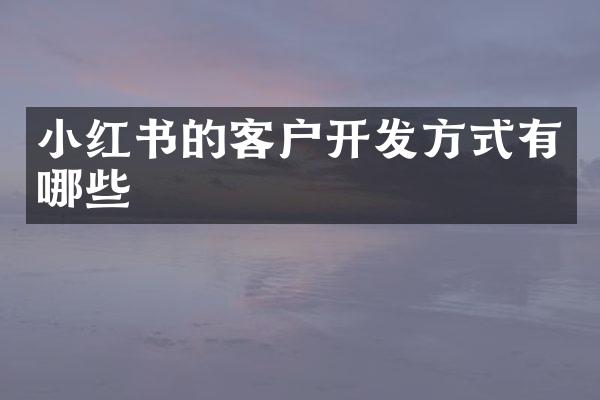 小红书的客户开发方式有哪些