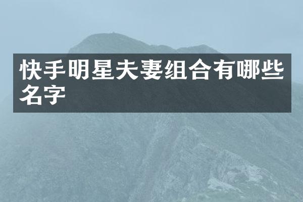 快手明星夫妻组合有哪些名字