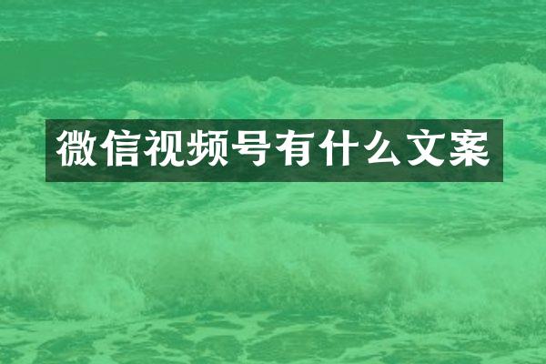 微信视频号有什么文案