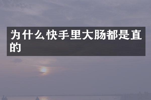 为什么快手里大肠都是直的
