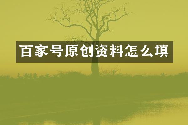 百家号原创资料怎么填