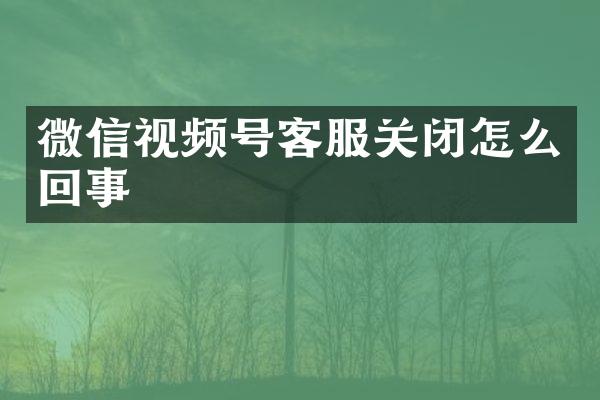 微信视频号客服关闭怎么回事