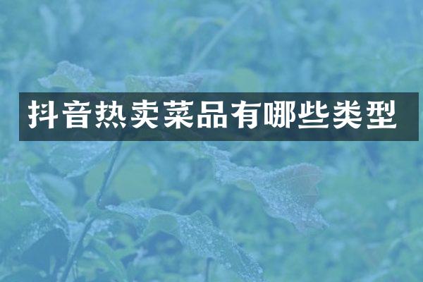 抖音热卖菜品有哪些类型