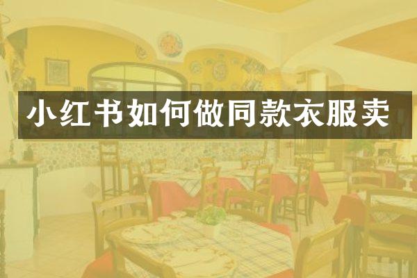 小红书如何做同款衣服卖