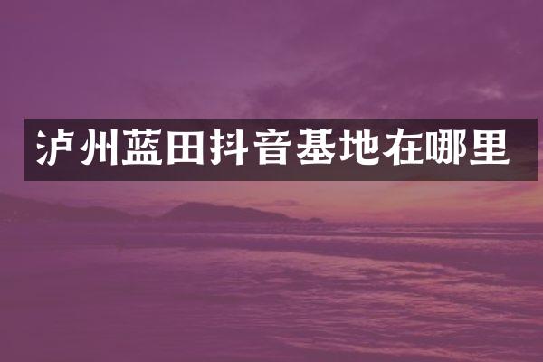 泸州蓝田抖音基地在哪里