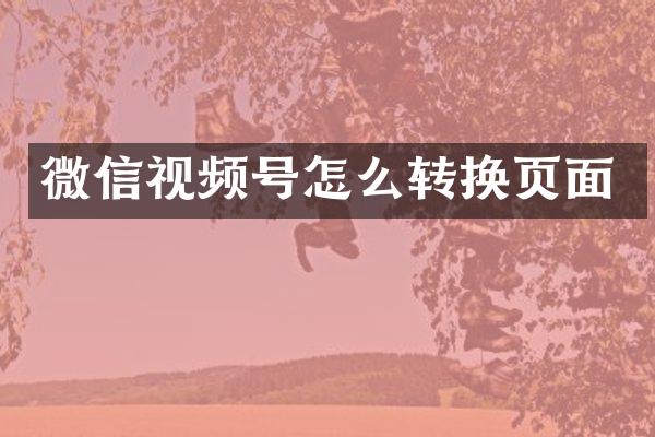 微信视频号怎么转换页面