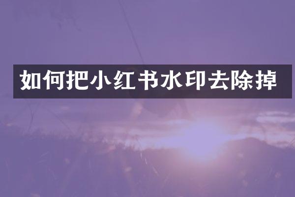 如何把小红书水印去除掉