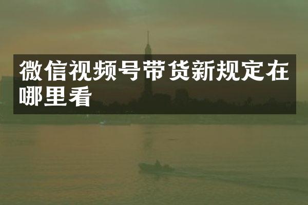 微信视频号带货新规定在哪里看