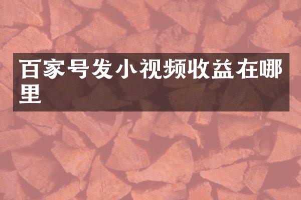 百家号发小视频收益在哪里