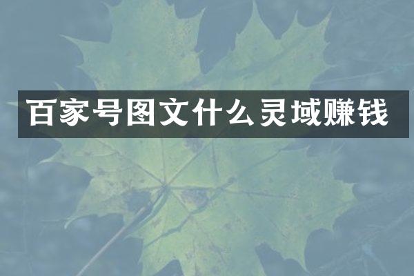 百家号图文什么灵域赚钱