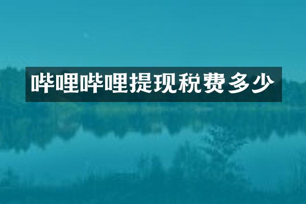 哔哩哔哩提现税费多少