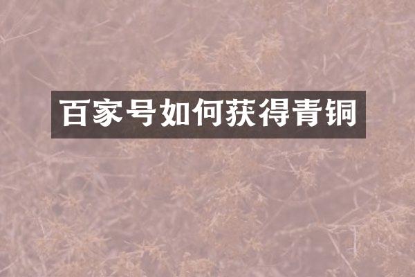 百家号如何获得青铜