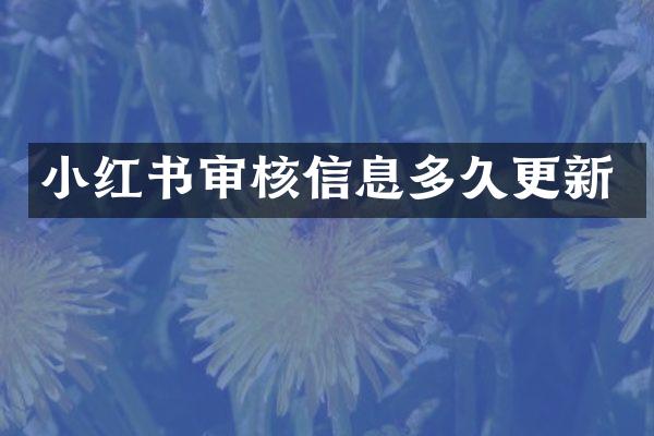小红书审核信息多久更新