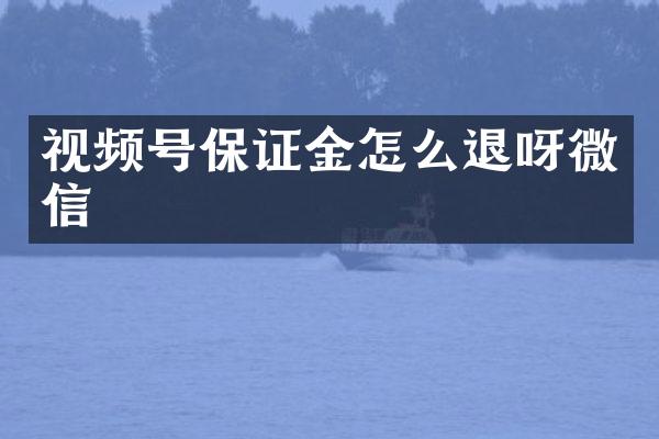 视频号保证金怎么退呀微信