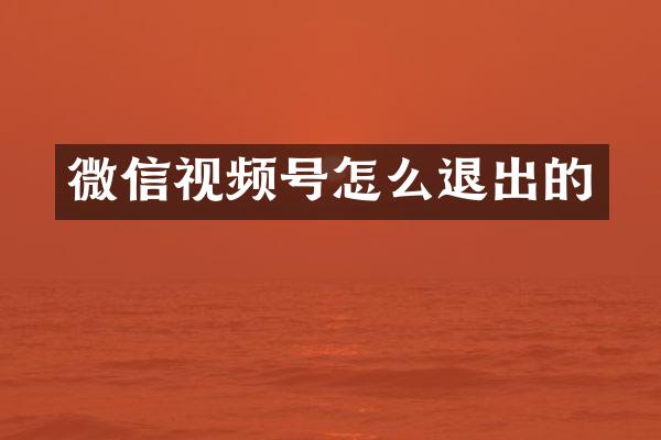 微信视频号怎么退出的