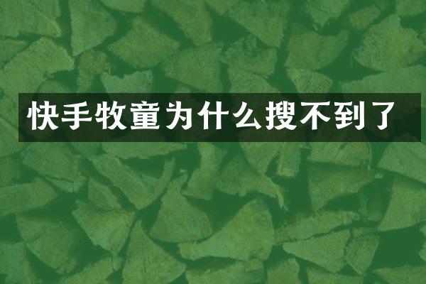 快手牧童为什么搜不到了