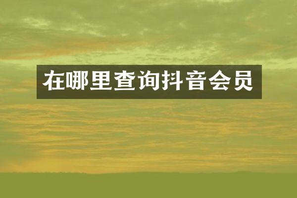在哪里查询抖音会员