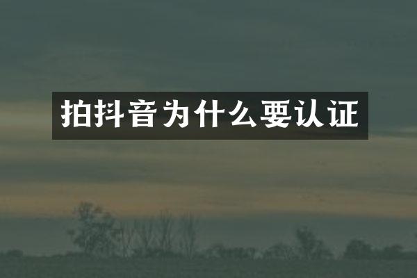 拍抖音为什么要认证