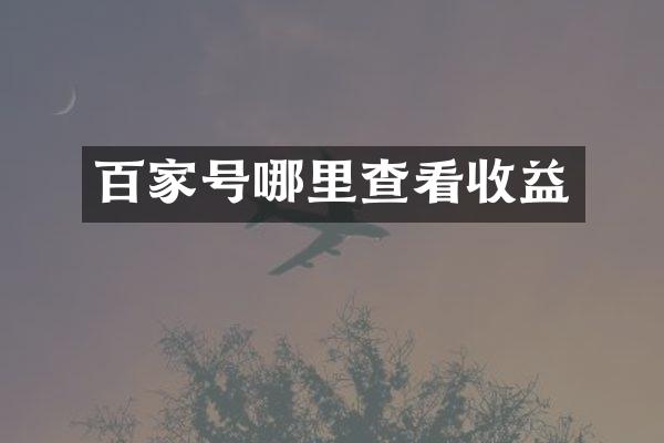 百家号哪里查看收益