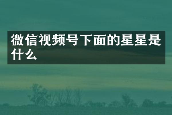 微信视频号下面的星星是什么