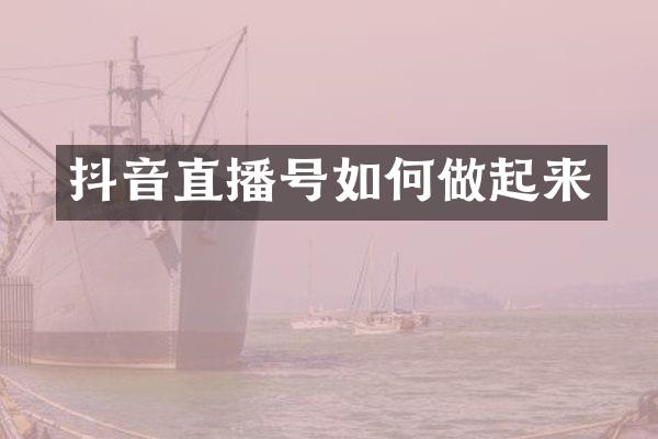 抖音直播号如何做起来