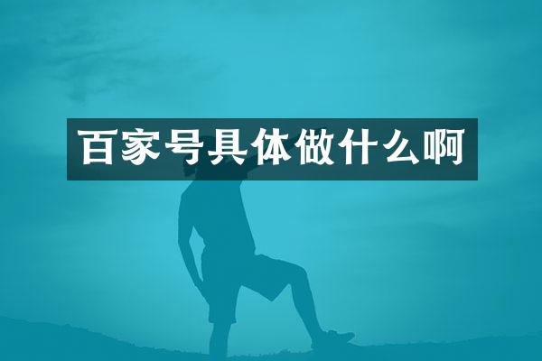 百家号具体做什么啊