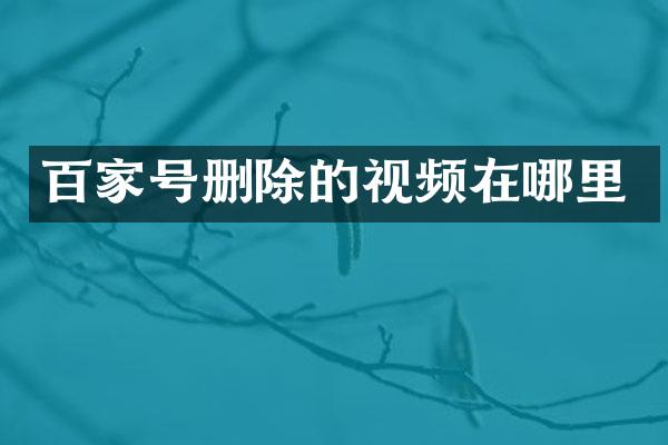 百家号删除的视频在哪里