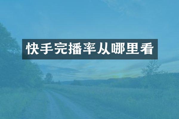 快手完播率从哪里看