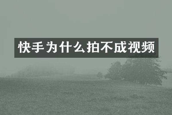 快手为什么拍不成视频