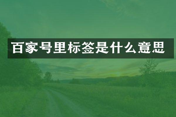 百家号里标签是什么意思
