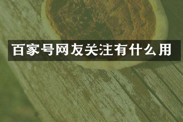 百家号网友关注有什么用