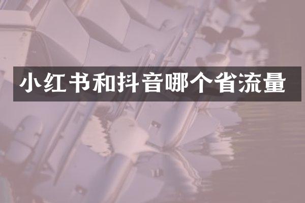 小红书和抖音哪个省流量