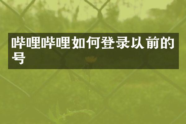 哔哩哔哩如何登录以前的号