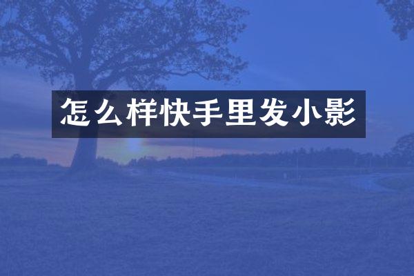 怎么样快手里发小影