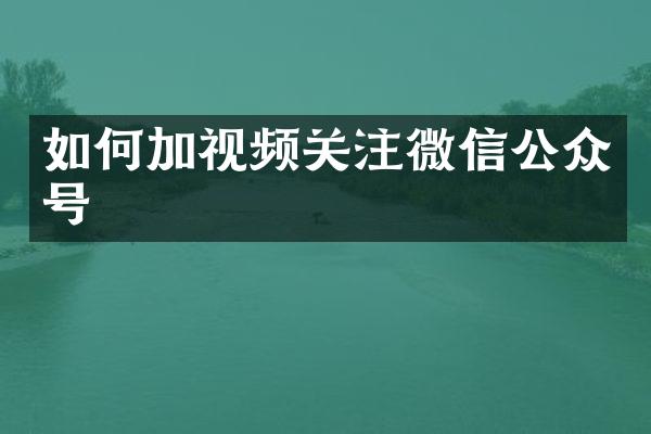 如何加视频关注微信公众号