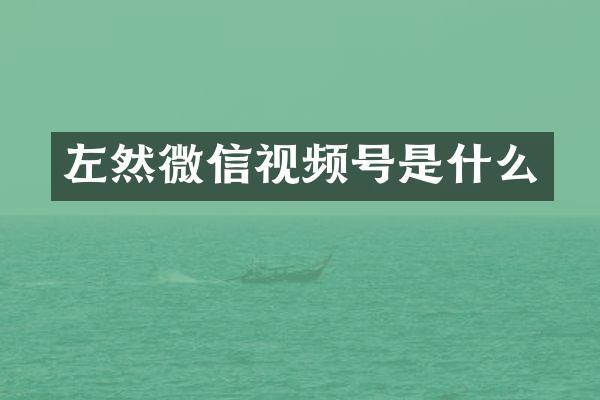 左然微信视频号是什么
