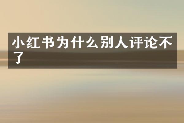 小红书为什么别人评论不了